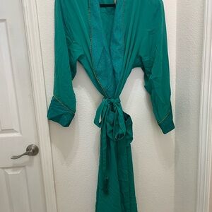 NWT Vintage Gold Tag Victoria’s Secret Teal Robe with Gold Accents